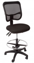 EM300 Drafting Chair. 3 Lever, Gas, Back Angle, Seat Tilt. Black Fabric